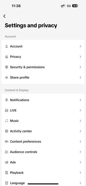 access the privacy setting