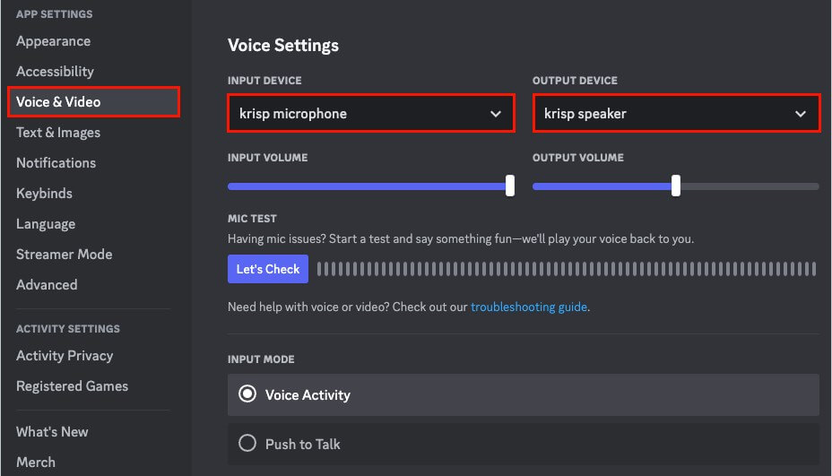 Discord VOICE SETTING