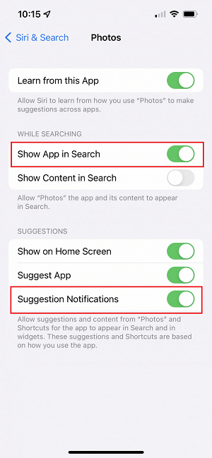 show search suggestions