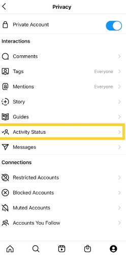 turn off activity status to secretly view someones instagram messages