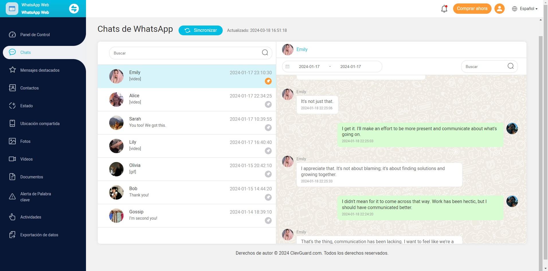  monitorear WhatsApp web mensajes