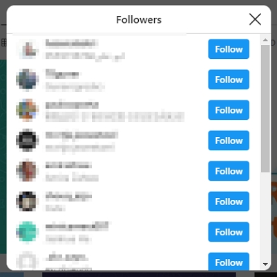 Instagramの最近のフォロワーをチェックする