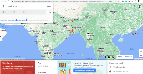 Googleのタイムラインを追跡する